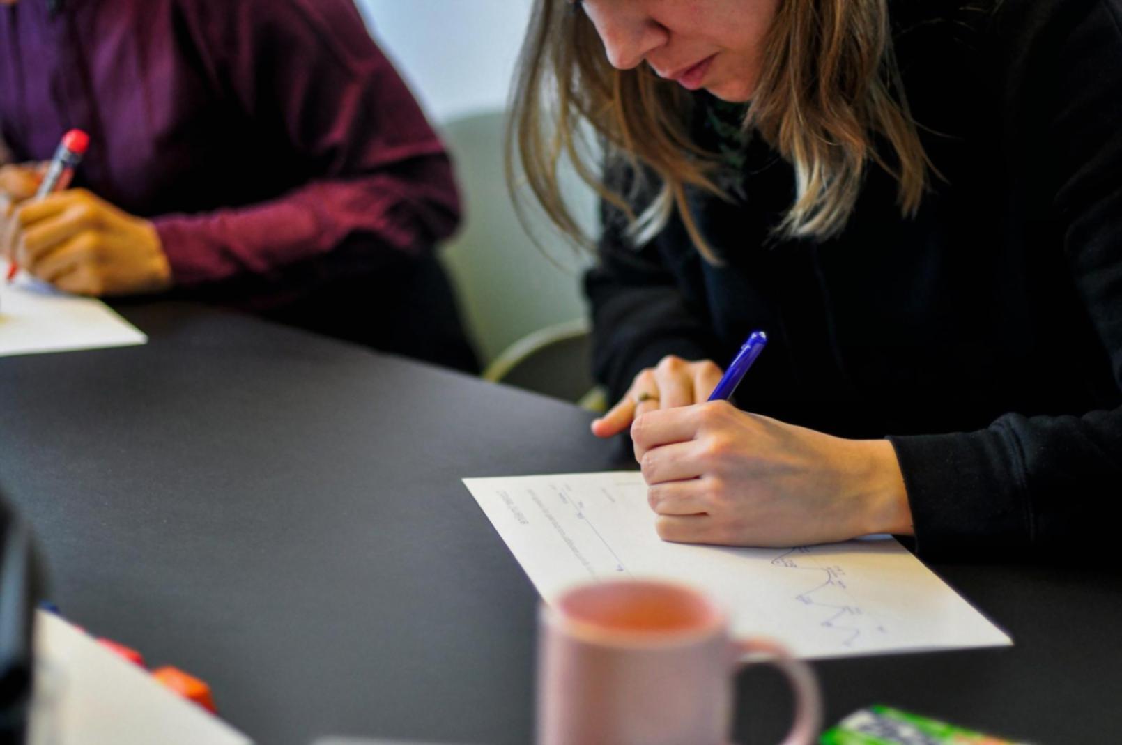 Business owners working through cash flow analysis exercises